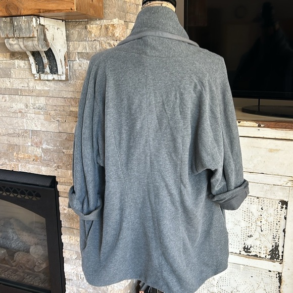 James Perse gray open front cardigan sweatshirt pockets roll sleeves heavy - Picture 8 of 16